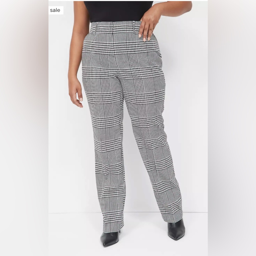 Lane Bryant Sz 26 Black & White Houndstooth The Perfect Drape Straight New